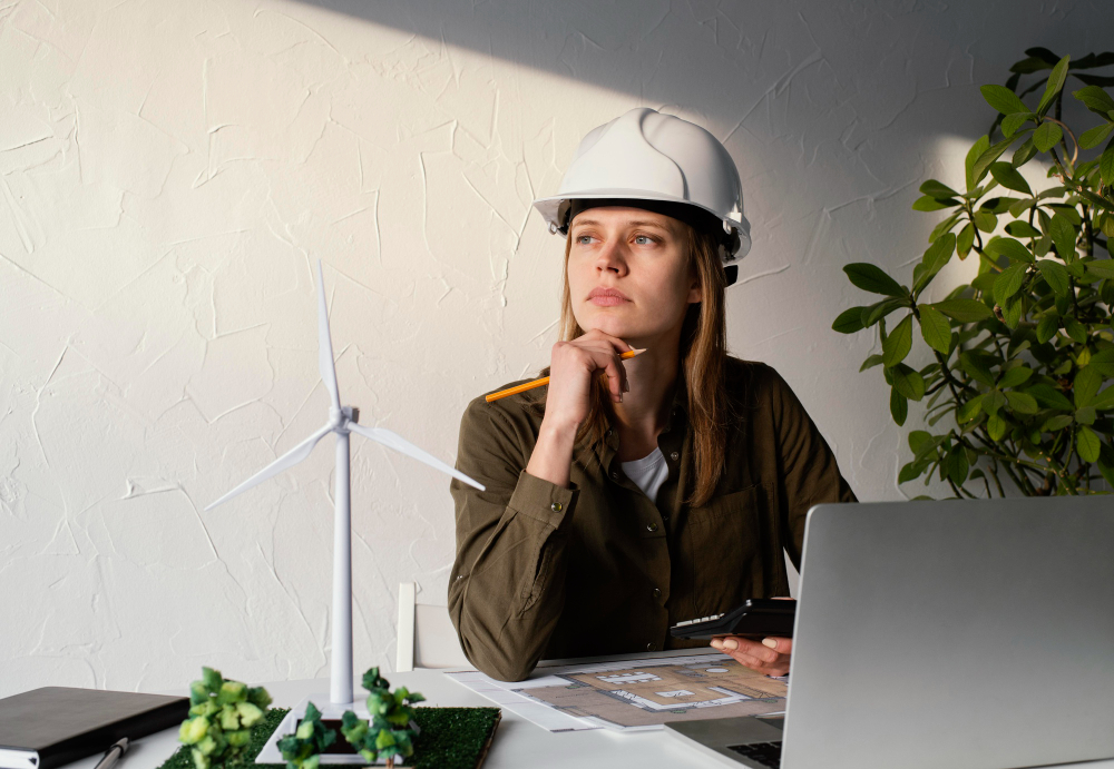 mujer trabajando proyectos ambientales